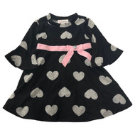 Infant Girls Black Gray & Pink Heart Print Baby Dress 24 Months