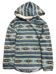 Mudd Girls Blue Green Southwest Print Pull-over Hoodie Sweatshirt Medium