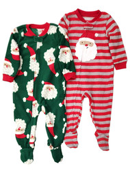 Carters Infant Boys 2PC Christmas Sleepers Set Santa Claus Stripe Pajamas