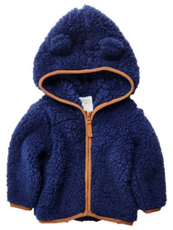 Infant & Toddler Boys Blue Fleece Zip Front Jacket Hooded Coat 6 Months