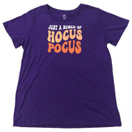 Womens Purple & Orange Witch Themed Halloween Tee Shirt T-Shirt Black Cat & Moon Medium