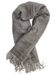 Womens Soft Two Tone Gray Fringe Blanket Scarf Ruana Wrap