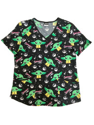 Star Wars Womens Mandalorian Stretch Adorable I Am Medical Scrubs Shirt