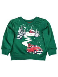 Infant Boys & Girls Green Little Red Truck Christmas Crewneck Sweatshirt