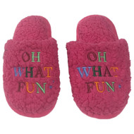 Toddler Girls Plush Pink Oh What Fun Sherpa Christmas Slippers House Shoes