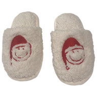 Womens Plush White Sherpa Santa Themed Christmas Slippers Scuffs