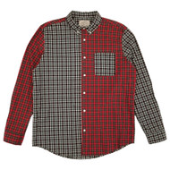 St. Johns Bay Mens Red Black Tartan Mashup Long Sleeve Button-Down Shirt