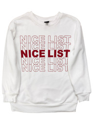 Boys White "Nice List" Crewneck Christmas Fleece Sweatshirt