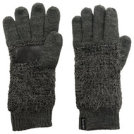 Isotoner Womens Soft Fuzzy Gray Sparkle Knit Gloves