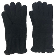 Isotoner SmartDri Womens Black Knit Water Repellent Winter Gloves Sherpa Lined