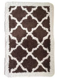 Ridgewood Collection Bath Rug Set, 2 Brown Lattice Non-Skid Microfiber Bath Mats