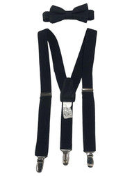 Chaps Boys Clip Standard Black Necktie & Suspenders Set