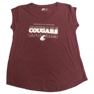 Womens  Burgundy Washington State University WSU Cougars Tee Shirt