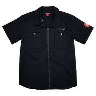Airwalk Mens Black Zip Up Short Sleeve Camp Shirt