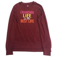 Womens Lightweight Burgundy Grandma Life Sweat Shirt Sweatshirt Top