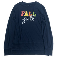 Womens Lightweight Blue Happy Fall Y'all Sweat Shirt Sweatshirt Top