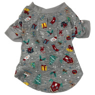 Christmas Holiday Dog Pajamas Gray Snowman Snowflake Candycane Print