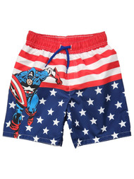 Marvel Boys Red & Blue Captain America Board Shorts Swim Trunks Swim Shorts