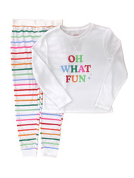 Wondershop Girls Striped Thermal Christmas Oh What Fun Pajamas