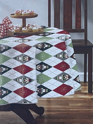 Holiday Time Argyle Christmas Nutcracker Vinyl Tablecloth, 70 Round Table