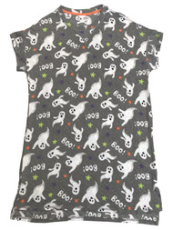 Womens Gray Ghost Print Halloween Nightgown Sleepshirt Sleep Shirt