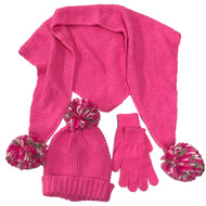 Capelli Girls Pink Sparkle Triangle Scarf Beanie Hat & Gloves Set