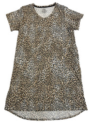 Womens Soft Brown Leopard Print Nightgown Night Gown