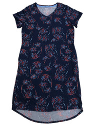 Womens Soft Blue Patriotic Firework Print Nightgown Night Gown