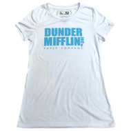The Office Womens (Jrs) T-Shirt White & Blue Dunder Mifflin Tee Shirt