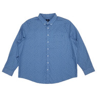George Mens Blue Geo Long Sleeve Button-Down Poplin Shirt 3XL