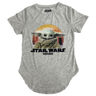 Star Wars Mandalorian Womens (Jrs) T-Shirt Gray Baby Yoda Tee Shirt