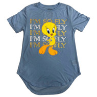 Looney Tunes Womens (Jrs) Blue So Fly Tweety Bird Tee Shirt T-Shirt
