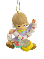 Precious Moments Girl With Marshmallows Christmas Holiday Ornament