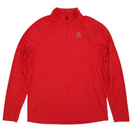 Reebok Mens Red Long Sleeve Slim Fit Quarter-Zip Mock Active Pullover Shirt