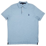 U.S. Polo Assn. Mens Surf Blue Heather Short Sleeve Interlock Polo Shirt
