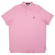 U.S. Polo Assn. Mens Cali Pink Heather Short Sleeve Interlock Polo Shirt