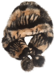 Womens Fuzzy Plush Brown & Black Zebra Striped Trapper Hat Cap