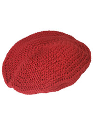 Womens Red Crochet Beret Hat
