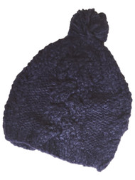 Womens Blue Puprle Knit Pom Beanie Stocking Cap Hat