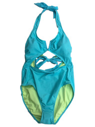 Womens (Junior's) Aqua Blue 1 PC Monokini Swimming Swim Suit