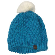 Girls Aqua Blue Knit Plush Lined Beanie Stocking Cap Winter Hat