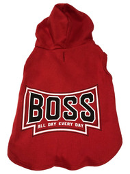 Pet Dog Hoodie Sweatshirt Red Boss All Day Every Day