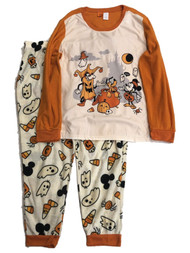 Disney Womens Orange Mickey Mouse & Goofy Halloween Pajamas Sleep Set XXL