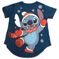 Disney Womens (Jrs) Blue Stitch Santa Claus Christmas Tee Shirt T-shirt XX-Large