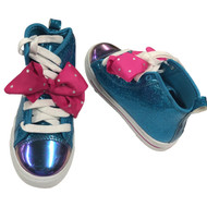 Jojo Siwa Girls Blue Glitter Hi-Top Tennis Shoes Sneakers with Bows