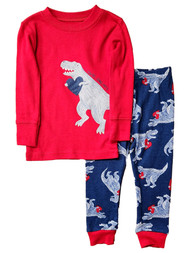 Carters Infant Boys Red & Navy Valentine Dinosaur Pajama Sleep Set