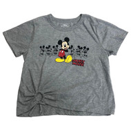 Disney Womens (Jrs)  Gray Mickey Mouse Cropped O-Ring T-Shirt Tee Shirt