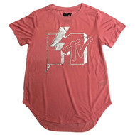 MTV Womens (Jrs) Pink & Silver Music Television Tee Shirt T-shirt