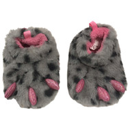 Infant & Todder Girls Fuzzy Gray & Pink Leopard Print Slippers House Shoes