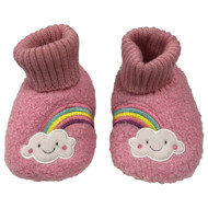 Infant & Todder Girls Fuzzy Pink Rainbow & Cloud Slippers House Shoes